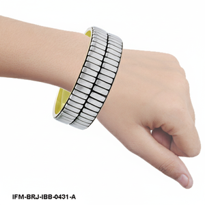 กำไลข้อมือทองเหลืองทำมือสองสี ดีไซน์สองแถวแบบอุตสาหกรรม ของขวัญสำหรับเธอ - Product Image 4