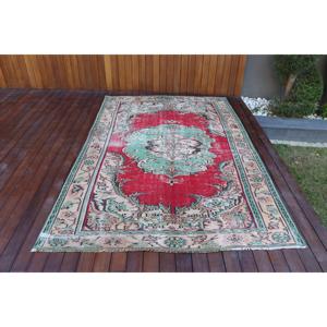 พรมตุรกีขนาดใหญ่ 5.4x8 ฟุต พรมวินเทจ พรมลายพรางสีแดง - Product Image 1