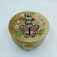 Boîte de rangement pour bijoux en velours et bois, brodée à la main, personnalisable en couleur, taille et logo, pour colliers, bagues, boucles d'oreilles