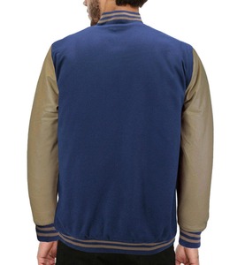 Chaqueta Universitaria de Béisbol Vintage de Lona Recubierta para Hombre, de Primera Calidad, con Mangas de Lana Genuina, Resistente al Viento, con Parches Negros - Product Image 6