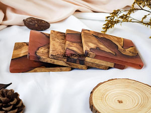 Sous-verres en résine naturelle, ensemble de sous-verres de luxe faits à la main, 4x4 pouces, carrés, couleurs personnalisables, Tradebyd - Product Image 5