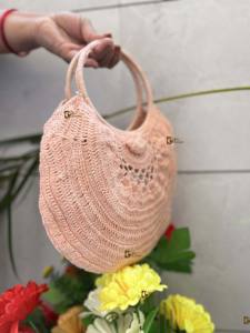 Crochet été plage paille sacs bohème fourre-tout fait à la main nouveau concepteur femmes élégant sac mer herbe sac rond - Product Image 2