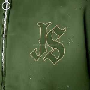 Sweat à capuche zippé pour femme 400 GSM Tissu polaire de coton lourd Vert olive Distressed Logo personnalisé Broderie basics hoodies - Product Image 6