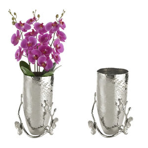 Jarrón Pequeño Clásico de Orquídeas Blancas, Hecho a Mano, de Acero Inoxidable Plateado, Porta Flores Elegante y Lujoso para Decoración del Hogar - Product Image 1