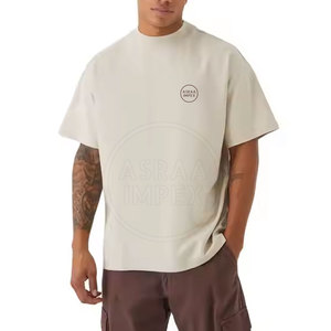 เสื้อยืดทรงหลวมสำหรับผู้ชายทรงหลวมผ้าคอตตอน100% โลโก้ตามสั่ง - Product Image 1