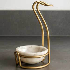 Estante para cucharas de latón más vendido, soporte para cucharón de lujo hecho a mano con soporte Vertical de pie con cuenco de mármol Natural para hogares, comedor de Hotel - Product Image 3