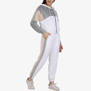 ชุดกีฬาสองชิ้นลำลองของผู้หญิงเสื้อสเวตเตอร์มีฮู้ดผ้าถักลายพื้นใส่สบาย - Product Image 2