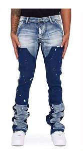 Venta al por mayor de alta calidad logotipo personalizado recto de los hombres ajustados de cintura media pantalones de mezclilla elástica pantalones vaqueros ajustados - Product Image 6