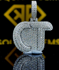 Pendentif lettre Hip Hop personnalisé, pendentif lettre initiale CT, pendentif moissanite lettre Hip Hop pour hommes, bijoux Ice Out Hip Hop - Product Image 1