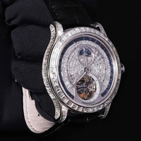 Jam Tangan Tourbillon Mewah Berlian VVS Moissanite Baja Tahan Karat 5mm Gaya Sport Hip Hop Mekanisme Otomatis Dial Kaca Titanium