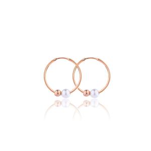 Azuris 925 Sterling <b>Silver</b> 1.8 Cm Bulk White <b>Pearl</b> Hoop <b>Earrings</b> with Bezel Setting Rhodium Plated Trendy - Product Image 1