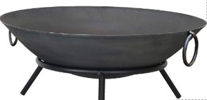 Garden Fit Pit Cast Iron <b>Large</b> Kadai Bowl With Tripod Stand Black Coated Farmhouse BBQ Party Rustic Fire Pit Garden Accessories - Product Image 2