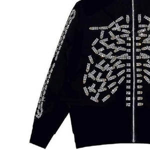 Sudaderas con capucha de lana para hombre de invierno de nueva moda, base personalizada, mezcla de algodón y poliéster, precio al por mayor con detalle de diamantes de imitación - Product Image 4