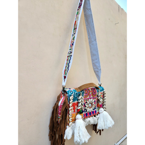 Diseñador exclusivo Banjara Vintage bolsos y embragues espejo trabajo monederos con bordado a mano Patchwork mujer bolso de cuero - Product Image 5