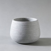Pot de fleurs en ciment léger et durable de style nordique, rond, écologique, sculpté à la main, pour l'extérieur/l'intérieur, pour le jardin, la terrasse