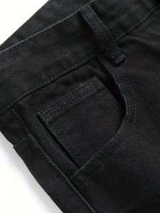 Jeans homme style hip-hop jambe droite noir décontracté denim brodé Technics coupe ample longueur régulière respirant couleur unie - Product Image 4