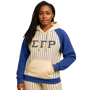 Sigma Gamma Rho Neutral Body Blue Raglan Pinstripes Pullover Hoodie SGRho Sorority Apparel Custom Divine Nine HBCU Clothing - Product Image 1