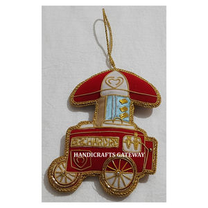 Personalizar forma nuevo Zari bordado árbol de Navidad adornos colgantes Material de tela con cuentas trabajo usado decoración de fiesta en casa - Product Image 1