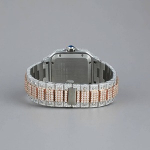 นาฬิกาข้อมือผู้ชายแฟชั่นพรีเมียม ดีไซน์ฮิปฮอป ตัวเรือนเงินแท้คุณภาพสูง ประดับคริสตัล หน้าปัดอนาล็อก ระบบควอตซ์ - Product Image 2