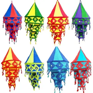 Cotton Hanging Lamp Shade Indian Wedding Decoration Lamps Home Living Decorative Pendant Bohemian Chandeliers Colorful Lanterns