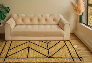 Alfombra de Yute Lavable Moderna y Personalizada Prithvi, Hecha a Mano, con Elementos Geométricos y Tonos Naturales para el Hogar - Product Image 2