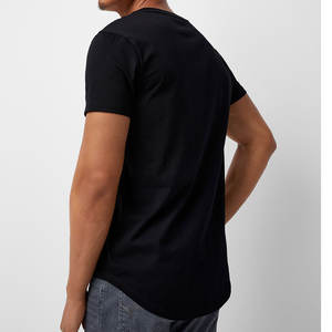 T-shirt à col rond en coton noir uni surdimensionné pour homme - Product Image 3