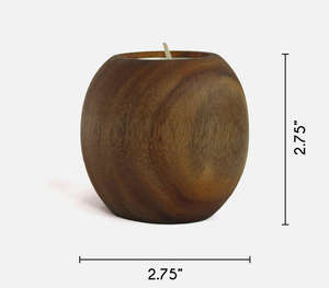 Porte-bougie votif en bois de manguier naturel artisanal de luxe avec silhouette sphérique ronde unique Décoration minimaliste Thé - Product Image 6
