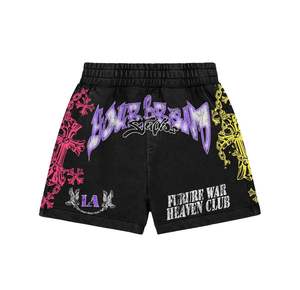 Camiseta y pantalones cortos con estampado de diamantes de imitación personalizados, ropa de calle, conjuntos de gimnasio para hombre, conjuntos cortos desteñidos al sol, lavado ácido de verano para hombre - Product Image 6