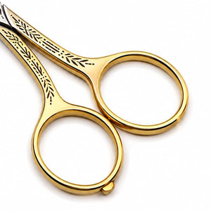Tijeras para Cejas de Acero Inoxidable con Mango de Cerámica Dorado, Hoja Recta Afilada, Herramienta de Belleza y Cuidado Personal, No Plegables, para Diestros - Product Image 5