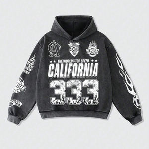 Sudadera con Capucha Vintage con Estampado Personalizado, Sudadera Informal de Manga Larga, Desgastada, Corta y Holgada para Unisex - Product Image 1