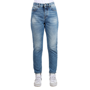Jeans pour femmes en denim taille haute fabriqués en Italie tissu ferme lavage de base 98% coton, 2% ea pour les grossistes - Product Image 1
