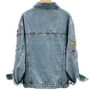 High Quality <b>Silver</b> Rhinestone Borders And Decorative Buttons High Fashion Trendy Whole Sale Customise Women Denim <b>Tops</b> - Product Image 2