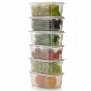 Juego de 6 Recipientes de Plástico de 1800 ml, Rectangulares, Blancos, para Almacenamiento de Alimentos en el Refrigerador, para Uso en la Cocina - Product Image 2