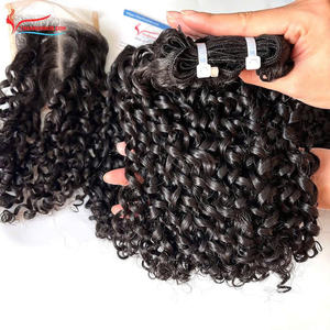 Disponible en stock paquet de cheveux bouclés Pixie bruts super doublement étirés cheveux Sweft extensions de cheveux humains vierges vietnamiens - Product Image 3