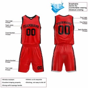 Uniforme de basket-ball numéro de nom d'équipe personnalisé uniforme de basket-ball en maille respirante - Product Image 3