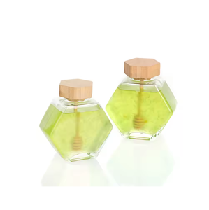 กล่องแก้วใส่น้ำผึ้งพร้อมฝาไม้ก๊อกทรงหกเหลี่ยมสำหรับใส่น้ำผึ้ง - Product Image 5