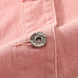 Meilleure vente veste jeans vintage pour femmes paquet de boutons déchirés par taches vestes en jean en coton rose pour femmes - Product Image 6