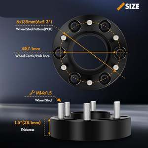 เวอร์ชั่น Vypart 1.5 นิ้ว 87.1 Hub-Centric 6x135 6061-T6 ตัวเว้นระยะล้ออะลูมิเนียมฟอร์จ สำหรับ F150 20 มม. เกลียว M14x2.0 ชุด 4 ชิ้น - Product Image 3