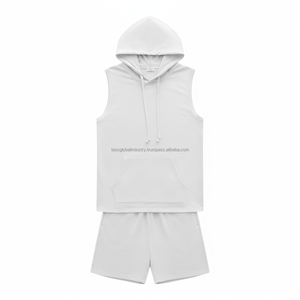 Ensemble de sport 2 pièces pour homme été 2026 : T-shirt sans manches à capuche et short, personnalisable, léger, respirant, coupe athlétique - Product Image 4