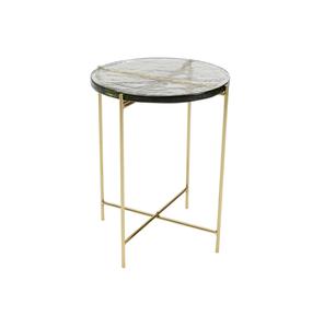 Mesa de centro lateral única decorativa de aspecto más nuevo, Base de hierro de Metal con revestimiento de polvo negro con tapa de vidrio, muebles de mesa auxiliar de café - Product Image 2