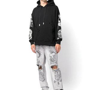 2024 sudaderas con capucha bordadas clásicas sólidas de alta calidad para hombres 100% algodón logotipo personalizable colección de invierno-venta al por mayor - Product Image 2