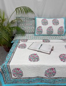Main Bloc Imprimé 100% Coton Écologique Floral Couette Avec Taies D'oreiller Artisan Fabriqué À La Main Jaipur Coton Couette Ensemble - Product Image 3