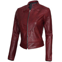 Jaket Kulit Asli Maroon Berkualitas Tinggi, Modis, Elegan untuk Musim Dingin, dengan Ritsleting, Lapisan Poliester Lembut, dan Lapisan Luar Berlapis