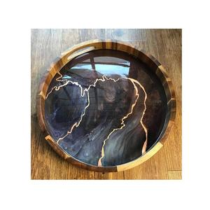 Conception de rivière en résine et plateau de service alimentaire en bois pour la maison taille personnalisée meilleures ventes plateaux en bois et résine pour la décoration de table - Product Image 6