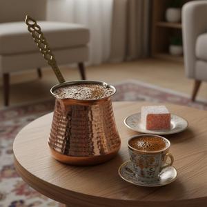 <b>Set</b> of Vintage Copper Milk Jug & Coffee <b>Pot</b> Luxury & Classic Glass Ceramic Plastic & Metal Drinkware for <b>Tea</b> & Turkish Coffee - Product Image 5