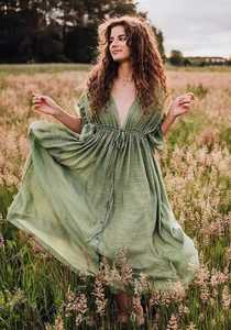 2023 bohème floral col en V robe élégante Boho Style vente chaude femmes demi manches Maxi robe parole longueur Floral élégant - Product Image 6