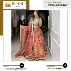 Muy en demanda Calidad de primera calidad Nuevo diseñador Organza Impreso Lehenga Choli con trabajo de bordado al precio más bajo - Product Image 3