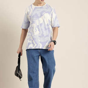 Camo Design 100% coton T-shirt pour hommes coupe ample imprimé t-shirts Streetwear léger surdimensionné T-shirts OEM/ODM - Product Image 4