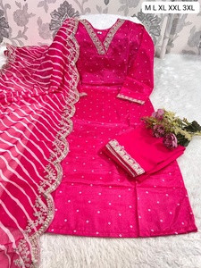 Nuevo diseñador de algodón Kurti Pant Dupatta Set para mujeres perfecto para festivales ocasiones especiales Ropa Étnica tradicional de la India - Product Image 2