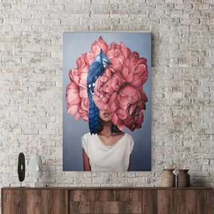 Impression sur toile pour femme, motif floral rose élégant, décoration murale moderne, encadrée. - Product Image 1